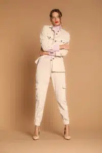 Easy Cargo pantalone cargo donna in velluto costa francia relaxed fit - immagine 4