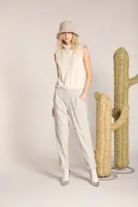 Easy Jogger pantalone chino donna in jersey con fantasia galles relaxed fit - immagine 4