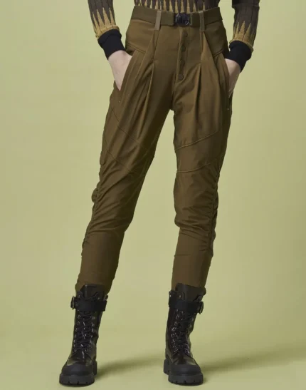 Pantaloni kaki jodhpurs con gamba arricciata