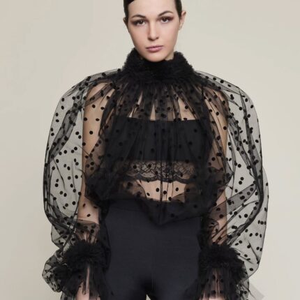 camicia Dahlo tulle pois velluto