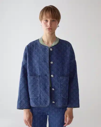 JACKET QUILTED FAN DENIM