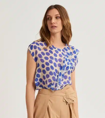 BLUSA SETA POIS E ROUCHES
