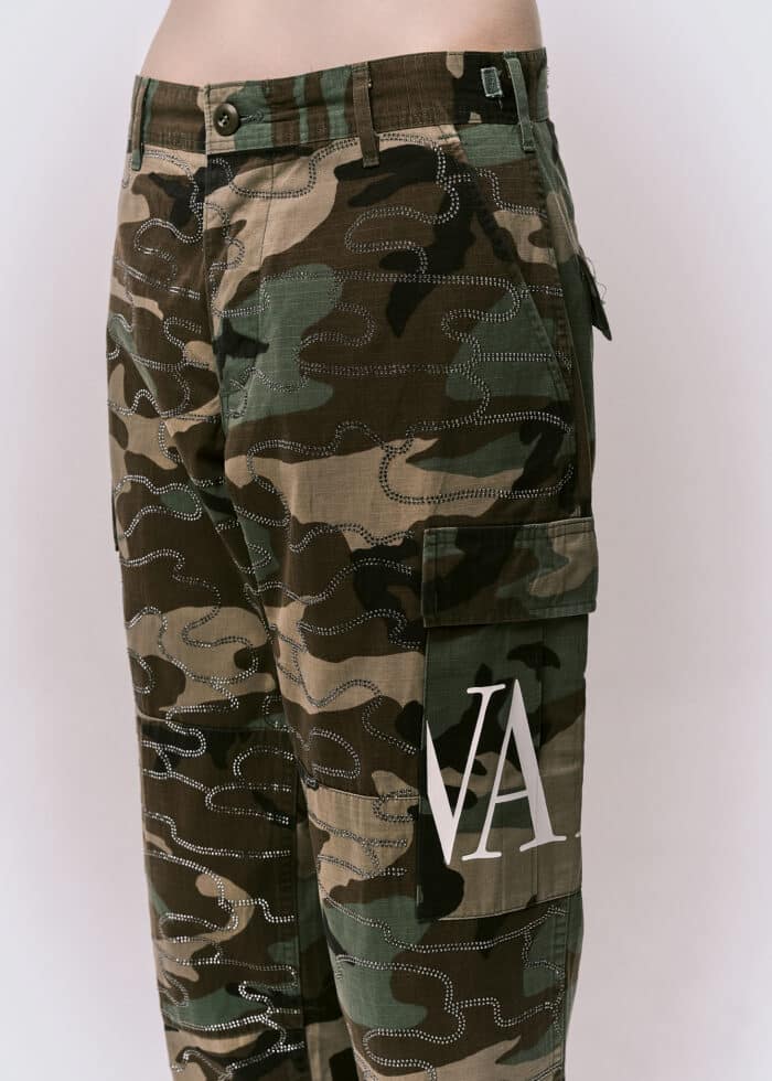 PANTALONE CAMOUFLAGE VINTAGE FAKE STRASS - immagine 1